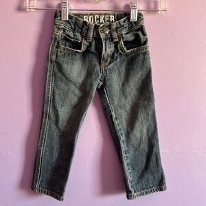 Crazy 8 Girls Rocker Blue Denim Jeans Size 2 Adjustable Waist Straight Leg